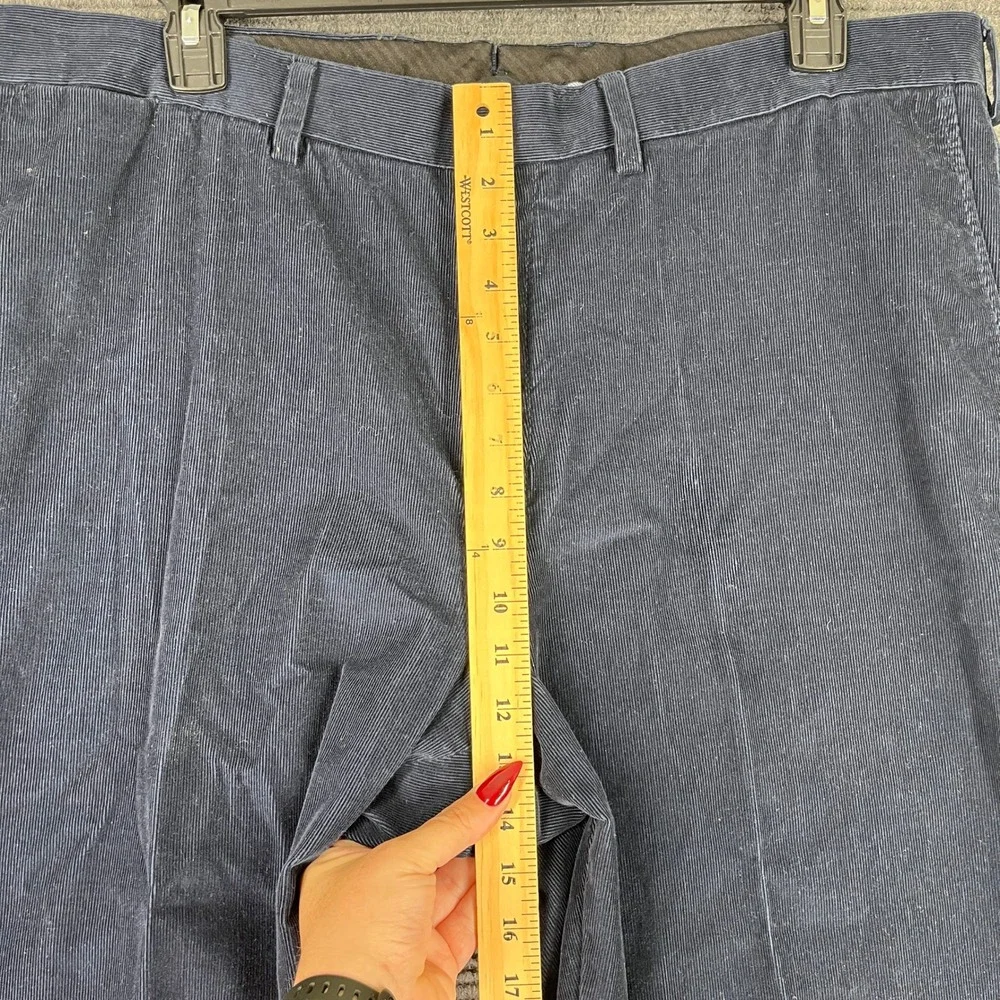 Lands End Traditional Fit Corduroy Pants Trousers Flat Front Navy Blue 42‎ Mens